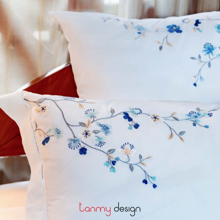 Pillowcase set - apricot blossom embroidery